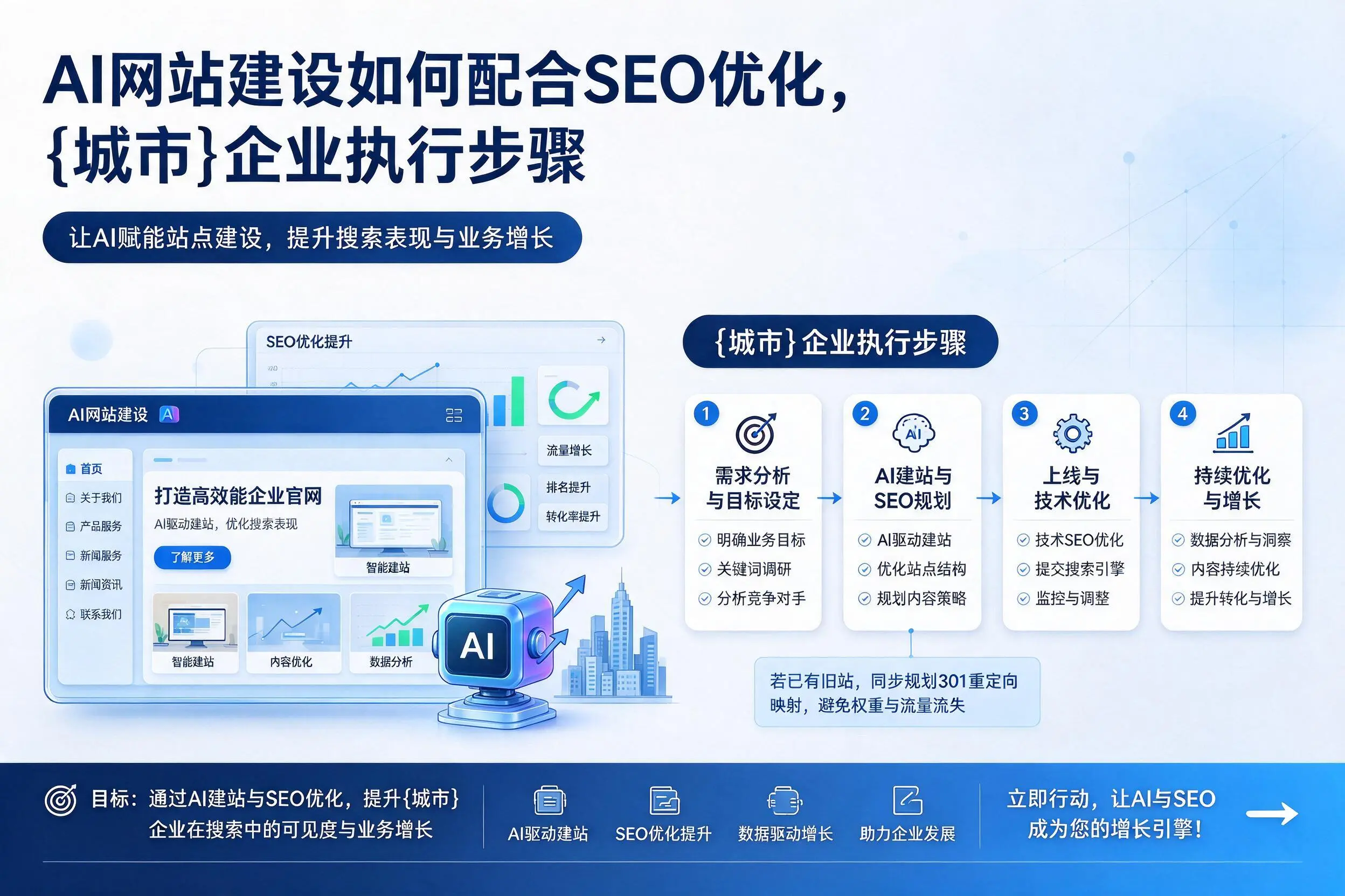 AI网站建设如何配合SEO优化,黑河企业执行步骤