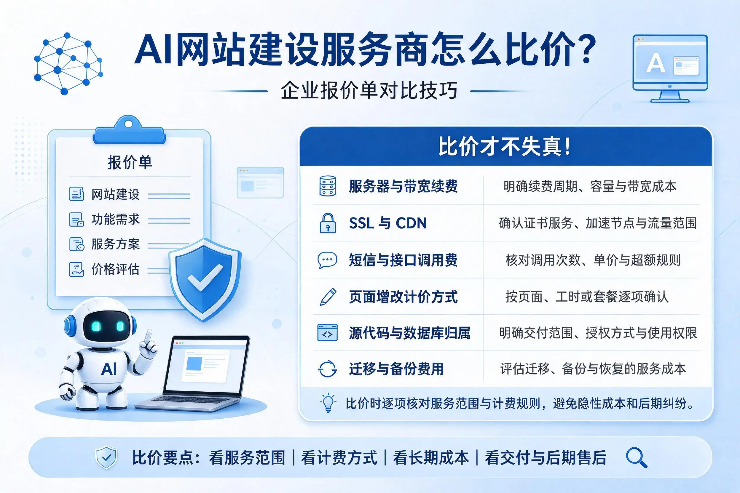 AI网站建设服务商怎么比价?黑河企业报价单对比技巧